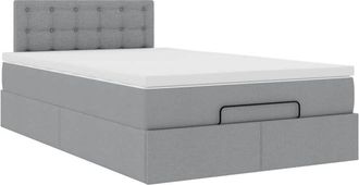 vidaXL Cama Otomana Con Colch&oacute;n Gris Claro 120x200 Cm Tela Vidaxl