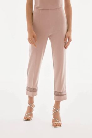 Joseph Ribkoff Silky Knit And Rhinestone Mesh Pants In Sand