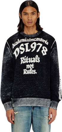 Diesel Treated cotton jumper with slogan - Knitwear - Man - Multicolor