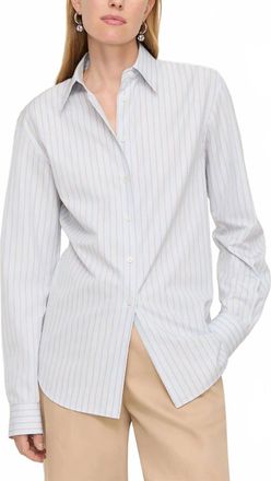 Lafayette 148 New York Aurora Stripe Cotton Tailored Shirt In Glacier