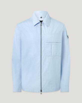 Belstaff Cargo Overshirt Mens Compact Technical Cotton Sky Blue Size 2XL