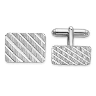 Diamond2Deal Sterling Silver Rhodium-plated Square Cuff Links