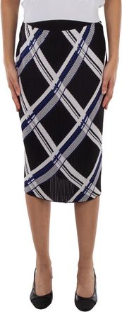 Burberry Checked Silk Skirt, Size Medium