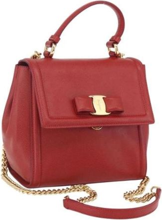 Ferragamo Pre-owned Handbag - Dames - Vintage Handtas - Rood - ONE Size - Leer - Vintage