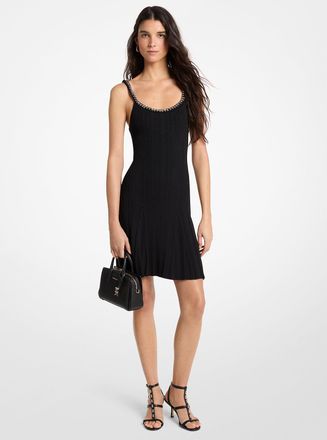 Michael Kors Chain Embellished Stretch Knit Tank Dress