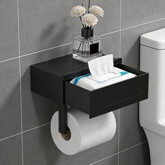 OEM Portarrollos De Papel Higi&eacute;nico De Pared Con Caja Para Pa&ntilde;uelos, 2 M&eacute;todos De Instalaci&oacute;n, Para Cocina Y Ba&ntilde;o, Color Negro