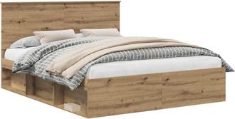 vidaXL Bed Frame Artisian Oak 160 x 200 cm Solid Pine Wood vidaXL