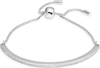 Nordstrom Cubic Zirconia Adjustable Tennis Bracelet in Clear- Silver at Nordstrom