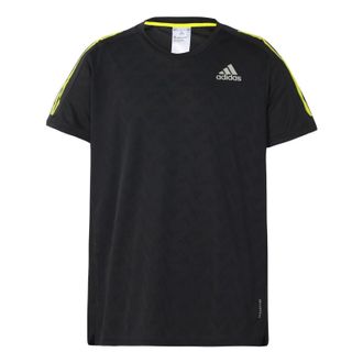 adidas Sports Training Quick Dry Stripe Printing Short Sleeve Black GM6002