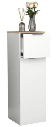 VCM Vcm - Wood Midischrank Estante De Ba&ntilde;o Dimensiones: Al. 95 X An. 30 X P. 30 Cm 1 Caj&oacute;n 1 Puerta Grande - Donali (blanco / Roble Sonoma)