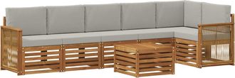 vidaXL Conjunto De Sof&aacute;s De Exterior 6 Uds. Natural Y Gris Claro Vidaxl