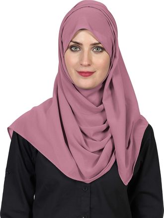 World of Shawls World of Scarfs Soft Chiffon Hijab Scarves Shawls Wraps for Wedding Evening Party Special Occasions Big Size 85 x 180 Cms (Dark Dusky Pink)