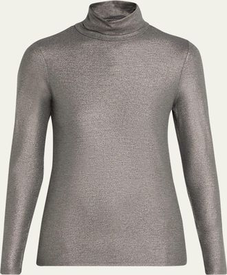 Majestic Filatures Metallic Long-Sleeve Turtleneck Top