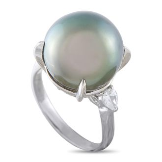 Luxury Bazaar Platinum 0.41ct Diamond and Pearl Ring MF29-052126