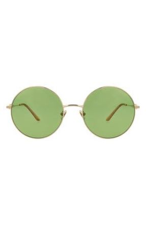 Valentino 57mm Round Sunglasses in Gold Gold Green at Nordstrom Rack