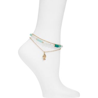BP. Beaded Anklet in Blue- Multi at Nordstrom