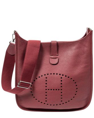 Herm&egrave;s Rouge Grenat Clemence Leather Evelyne Iii Gm (Authentic Pre-Loved)
