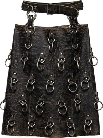 Prada Minigonna in pelle con dettaglio anello - Nero