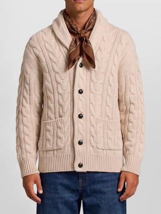 Ballantyne wool cable knit shawl collar cardigan