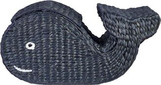 Beliani Beliani - Water Hyacinth Wicker Basket Box Container Hamper Whale-Shaped with Lid Natural Black Woven Accessory Orania