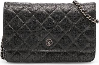 Chanel Borsa a tracolla CC in pelle di vitello trapuntata effetto stropicciato con catena 2013-2014 - Nero