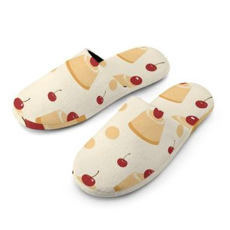 Generic Cheese Pudding Cherries Mens House Slippers Slip Indoor Slipper On Shoes Warm Outdoor