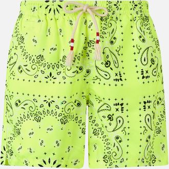 MC2 Saint Barth Man Swim Shorts With Fluo Yellow Bandanna Print