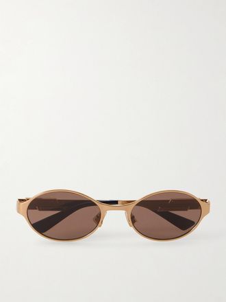 Bottega Veneta Occhiali Da Sole In Metallo Dorato Con Montatura Rotonda Ribbon - Oro