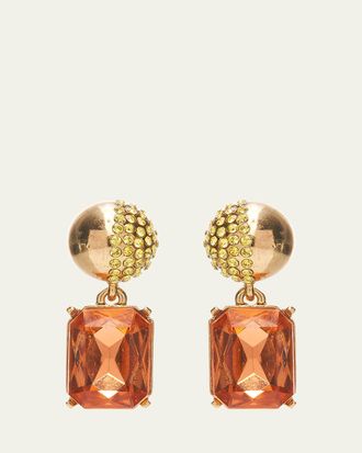 Oscar De La Renta Half Pave Crystal Drop Earrings