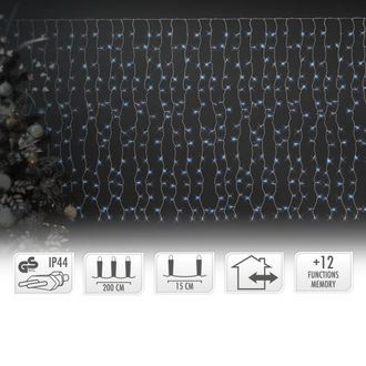 ECD Germany Cadena De Luces 2m De Longitud 240 Led Pvc Guirnalda De Luz Blanco Fr&iacute;o 12 Funciones De Iluminaci&oacute;n Navide&ntilde;a Interior Exterior Ip-44 Ideal Para &Aacute;rbol 
