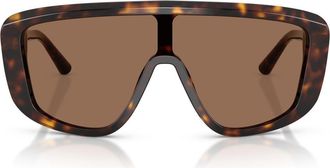Dolce & Gabbana 128mm Rectangular Shield Sunglasses in Havana /Dark Brown at Nordstrom