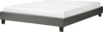 Beliani Bed without Headboard Fabric ROANNE 160 x 200 cm (EU King Size) Grey