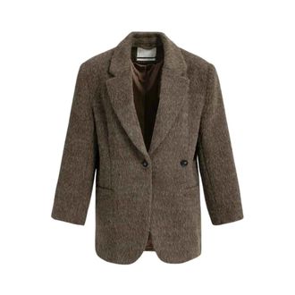 YaYa Blazer Oversized de Mezcla de Lana - Jackets - Mujer - Marr&oacute;n - XS