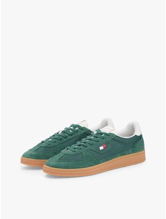 Tommy Hilfiger Mens Tommy Jeans Mixed-Texture Skater Sneaker - Shadow Pine - US 11.5 / EU 45