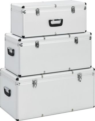 vidaXL Vidaxl - Cajas De Almacenamiento 3 Unidades Aluminio Plateado