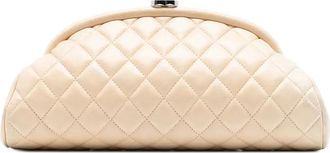 Chanel Clutch Timeless Kisslock in pelle di agnello trapuntata 2010-2011 - Marrone