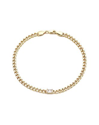 Adornia Adornia 14K Plated Crystal Curb Chain Anklet