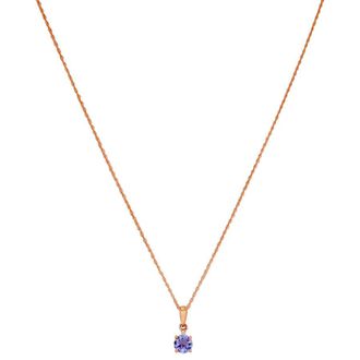 Amour Tanzanite and Diamond Pendant with Chain In 10K Rose Gold