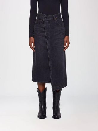 sacai Asymmetrical High-Waisted Midi Skirt in Cotton Denim