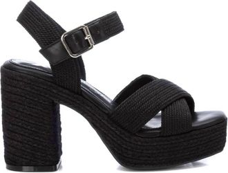 Xti Womens Heeled Jute Sandals In Black