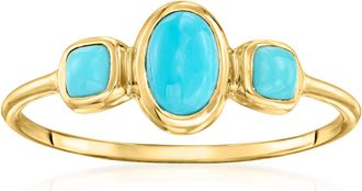 Ross-Simons Turquoise 3-Stone Ring in 14kt Yellow Gold