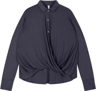 10 Days Cross-Front Blouse - Dames - Overhemden - Blauw - S - Katoen - Overhemden