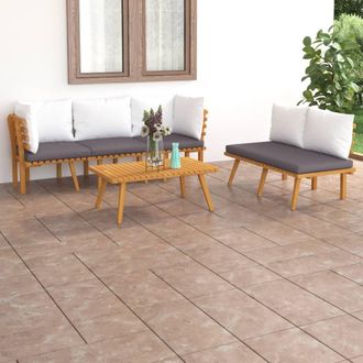 vidaXL Muebles De Jard&iacute;n 5 Piezas Con Cojines Madera Maciza De Acacia Vidaxl