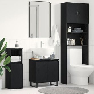 vidaXL Bathroom Sink Cabinet Black Oak 58x33x60 cm Engineered Wood Vidaxl