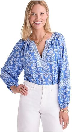 Vineyard Vines Emilia Top Womens Blouse Floral Breaker Blue : XS, Cotton/Modal