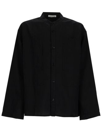 Ymc You Must Create Neutrals Hawkeye Boxy Mandarin Collar Cotton-Linen Shirt