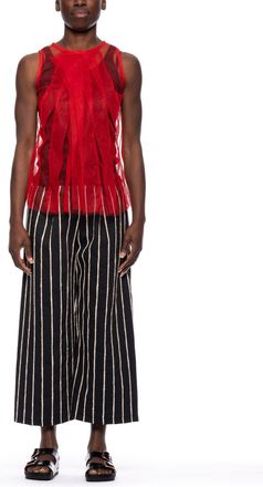 Maria Calderara Dual-Layer Top With Pleated Tulle Overlay