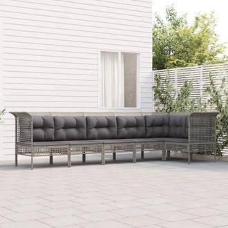 vidaXL Vidaxl - Set De Muebles De Jard&iacute;n 6 Pzas Y Cojines Rat&aacute;n Sint&eacute;tico Gris