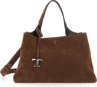 Tod's T Timeless Shopping Bag - Dames - Handtassen - Bruin - ONE Size - Su&egrave;de - Tassen