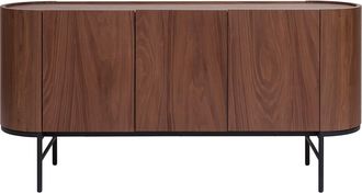 Miliboo Aparador Con 3 Puertas De Nogal Oscuro Y Metal Negro 160 Cm Skye